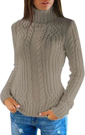 Women Turtleneck Shirt Winter Knitted Wool Knit Bottom Female Long Sleeve Thick Loose Pullover Womens Fall Fashion