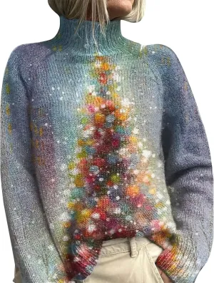 Women Turtleneck Sweater Cute Vintage Blouse Oversized Long Sleeve Ribbed Clothes Fall Winter Basic Knit Top