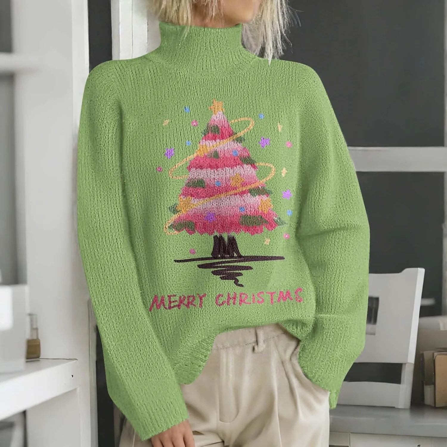 Women Turtleneck Sweater Long Sleeve Oversized Blouse Classic Casual Jumper Turtle Neck Fall Winter Basic Knit Top