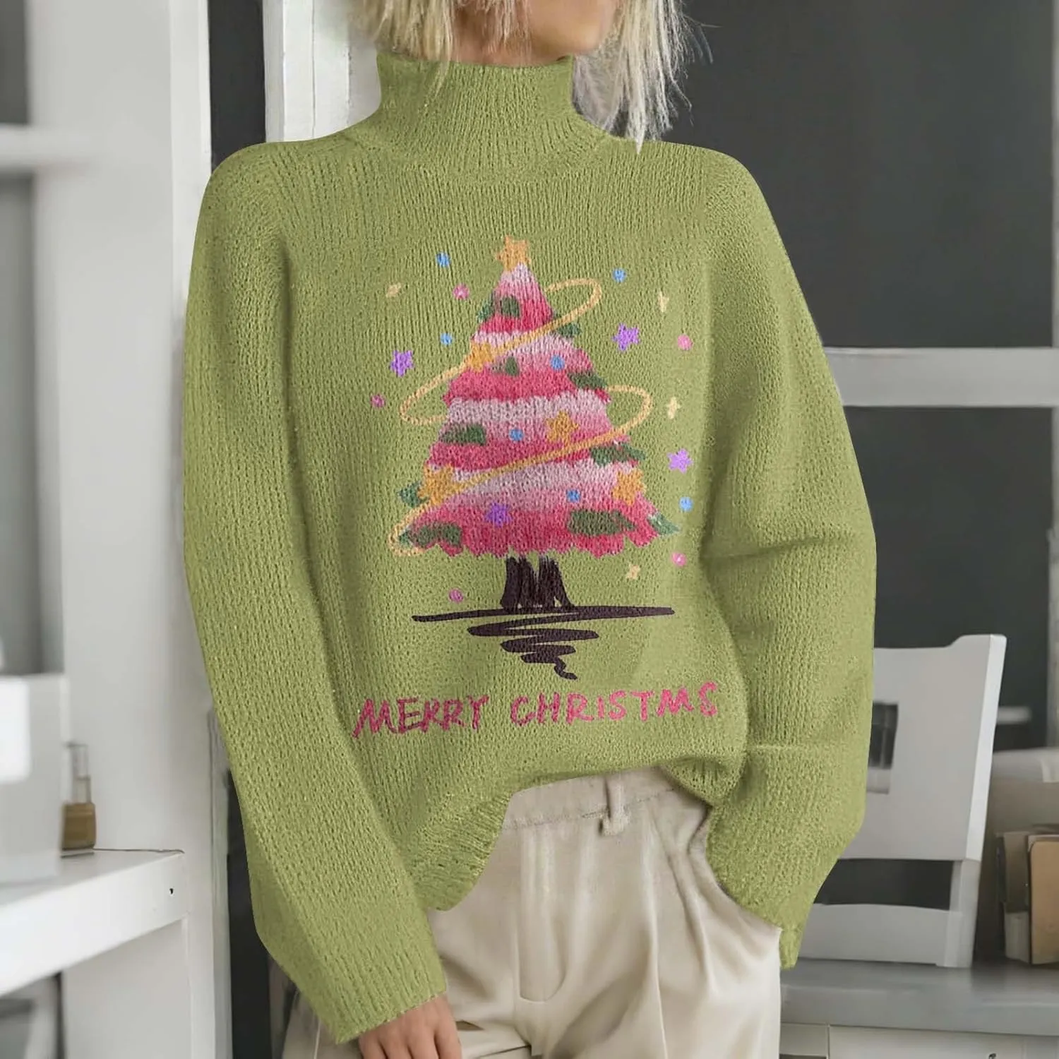 Women Turtleneck Sweater Long Sleeve Oversized Blouse Classic Casual Jumper Turtle Neck Fall Winter Basic Knit Top