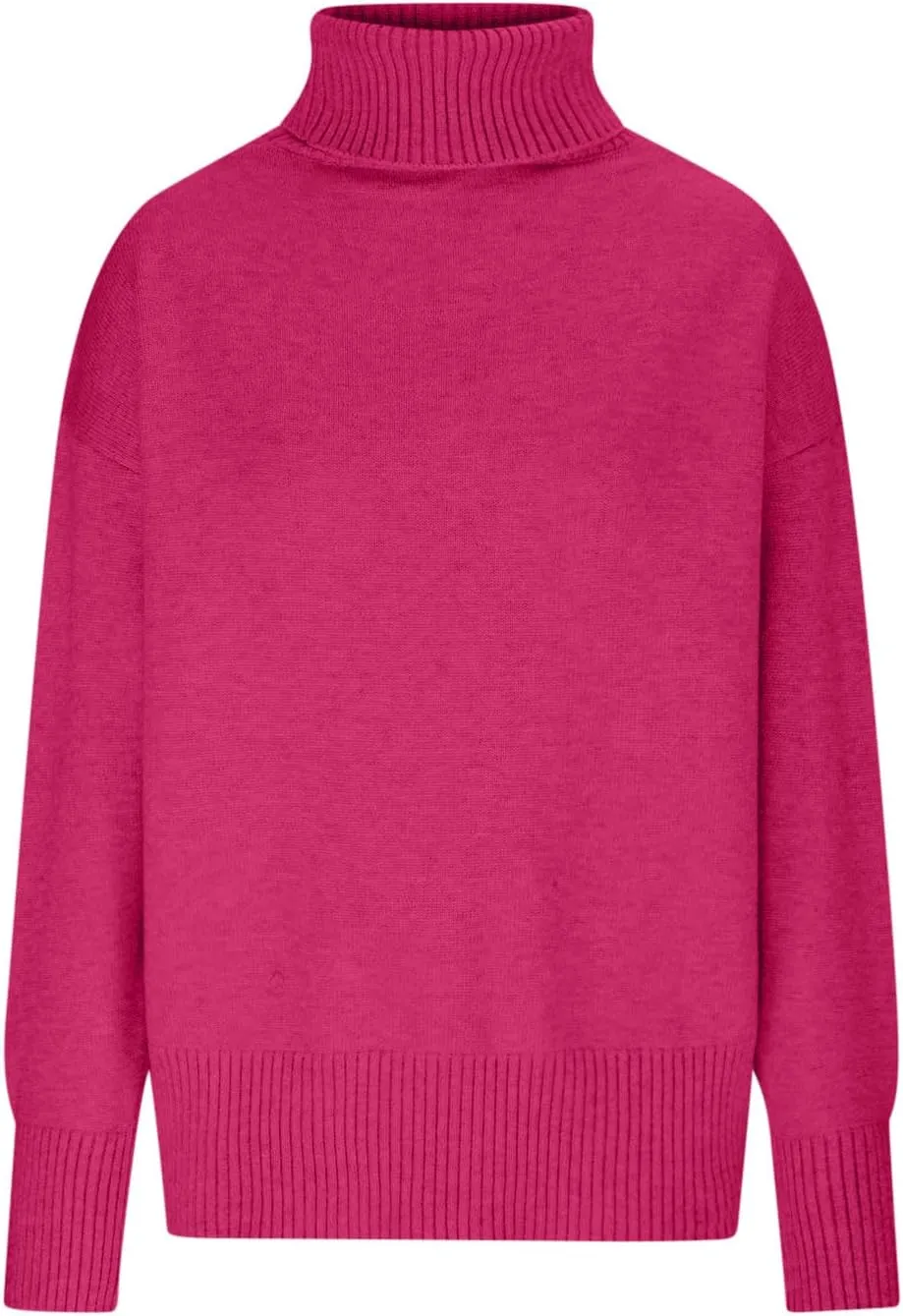 Women Turtleneck Sweaters Fashion Solid Long Sleeves Oversized Sweater Ribbed Knit Loose Casual Pullover Fall Tops