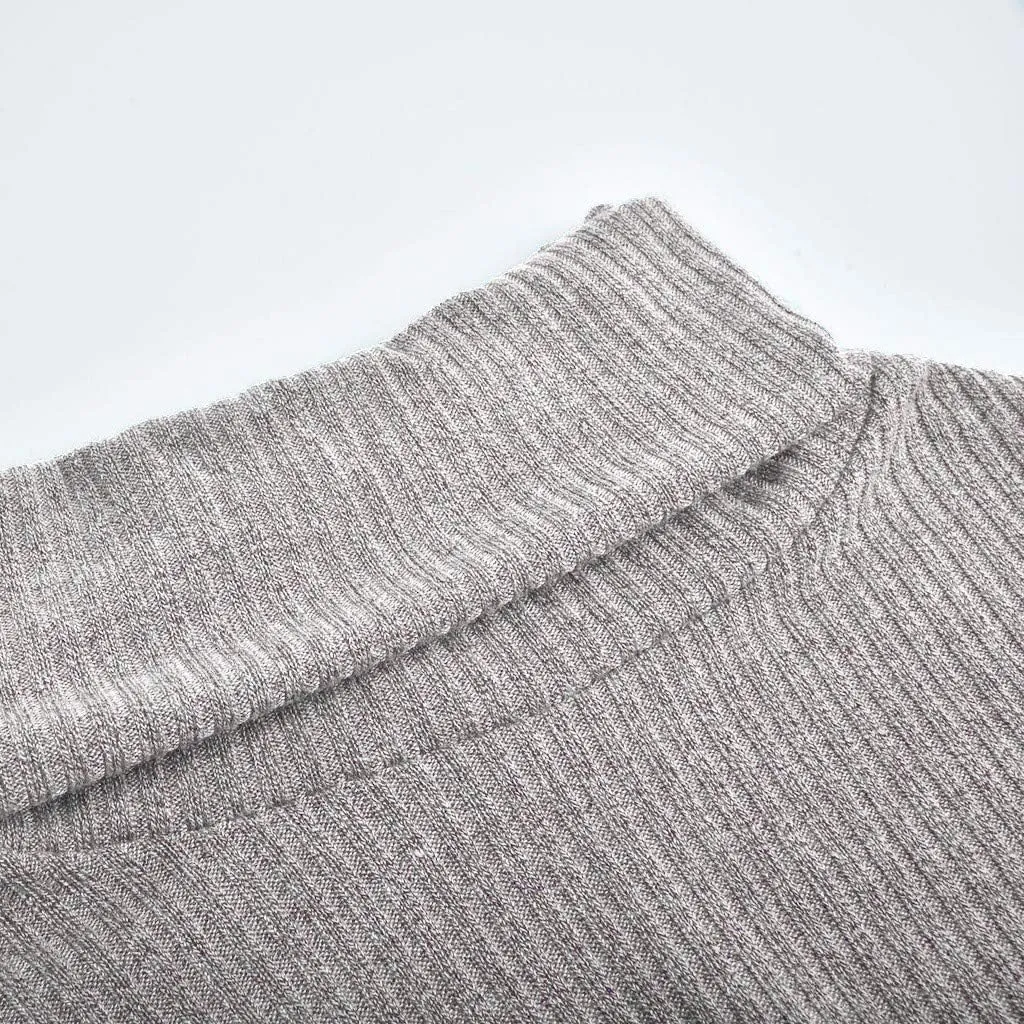 Womens 2023 Fall Turtleneck Oversized Pullover Sweaters Long Sleeves High Neck Ribbed Knit Sweater Cable Knit Jumper
