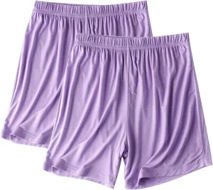 Womens 2Pack Pajama Shorts Casual Lounge Shorts Elastic High Waisted Sleep Shorts Soft Comfort Pj Bottoms M-4XL