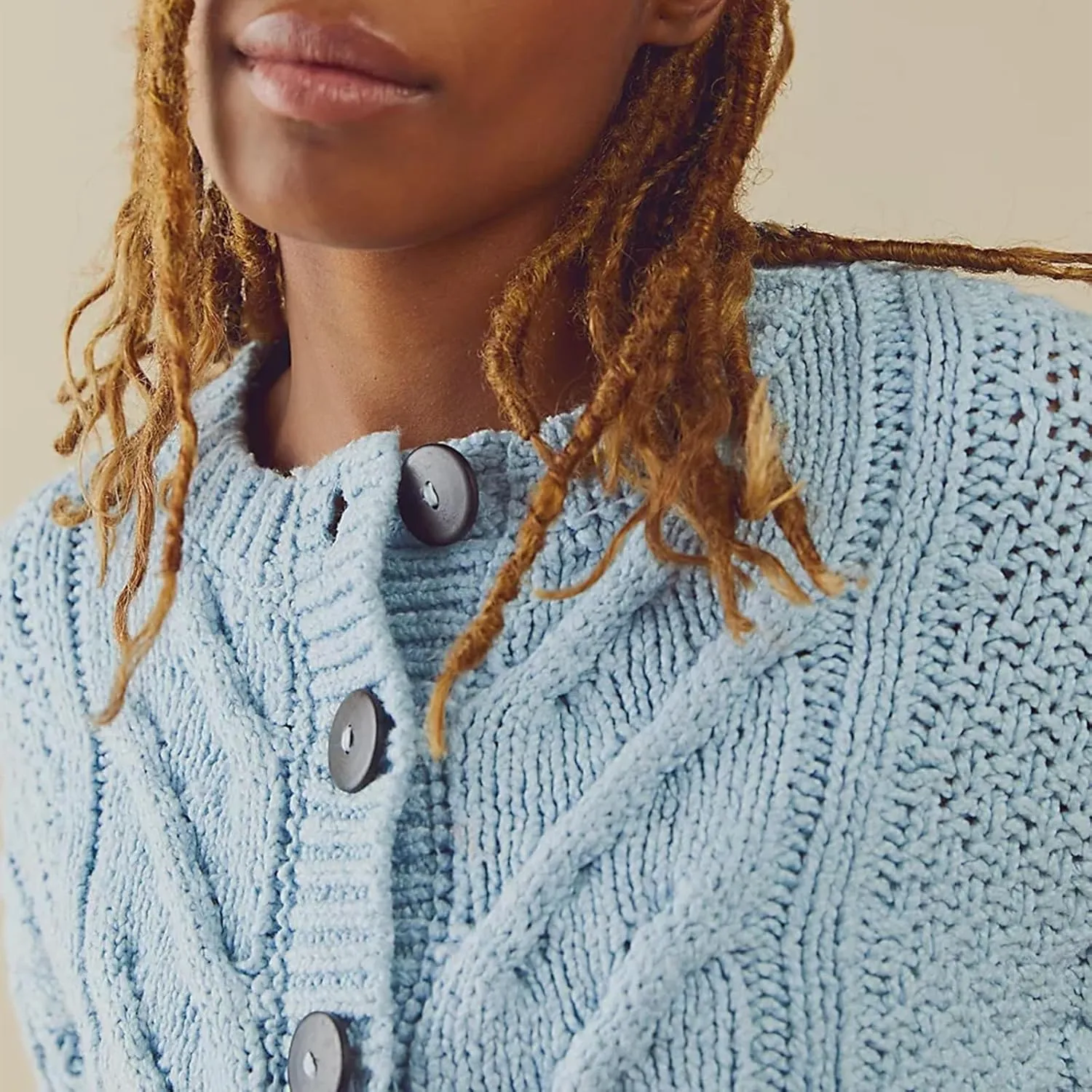 Women's Cable Knit Long Sleeve Sweater Y2K Chunky Button Down Cropped Cardigan Fall Winter Going Out Sweater Coat