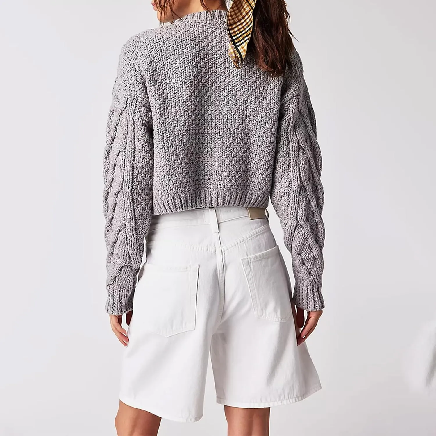 Women's Cable Knit Long Sleeve Sweater Y2K Chunky Button Down Cropped Cardigan Fall Winter Going Out Sweater Coat
