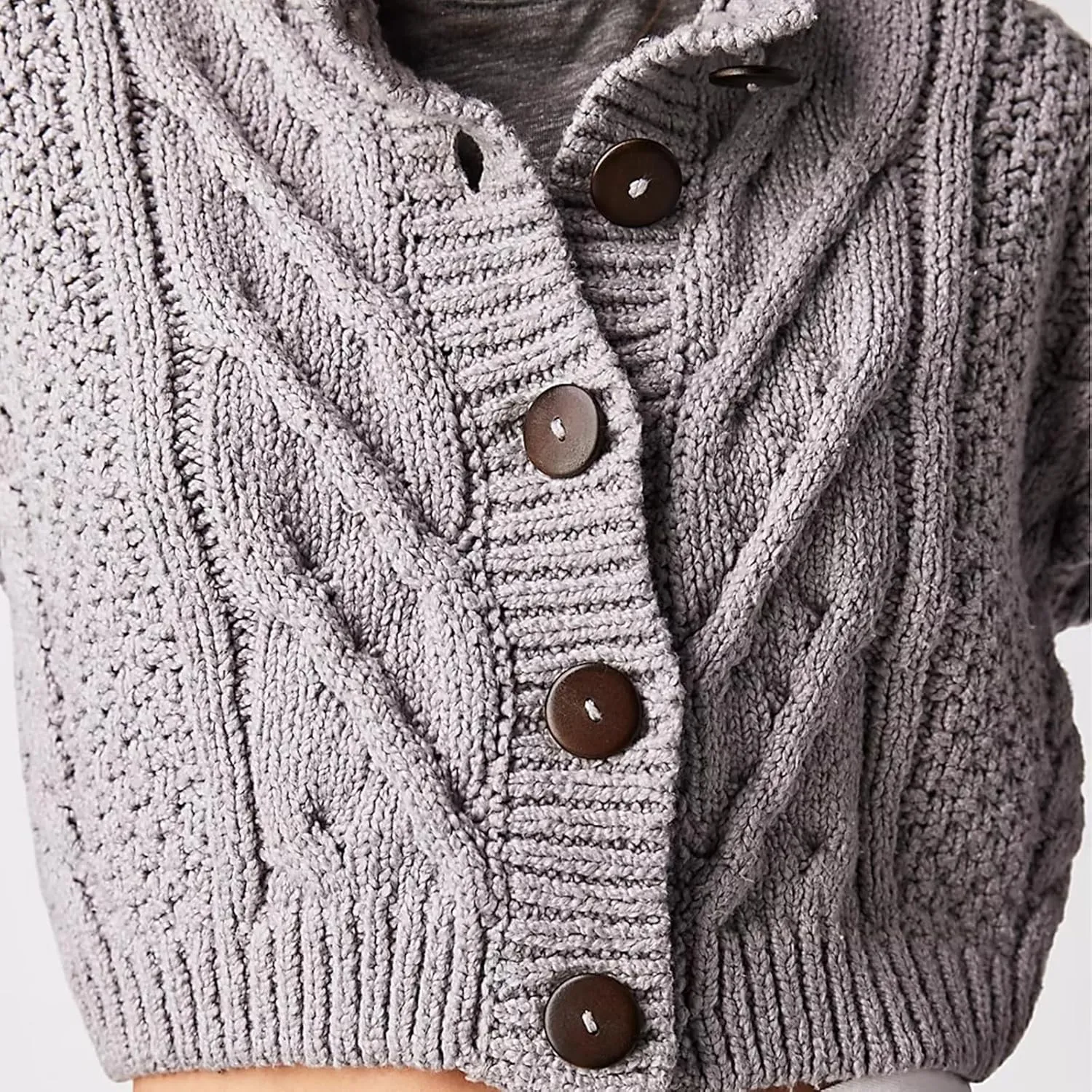 Women's Cable Knit Long Sleeve Sweater Y2K Chunky Button Down Cropped Cardigan Fall Winter Going Out Sweater Coat