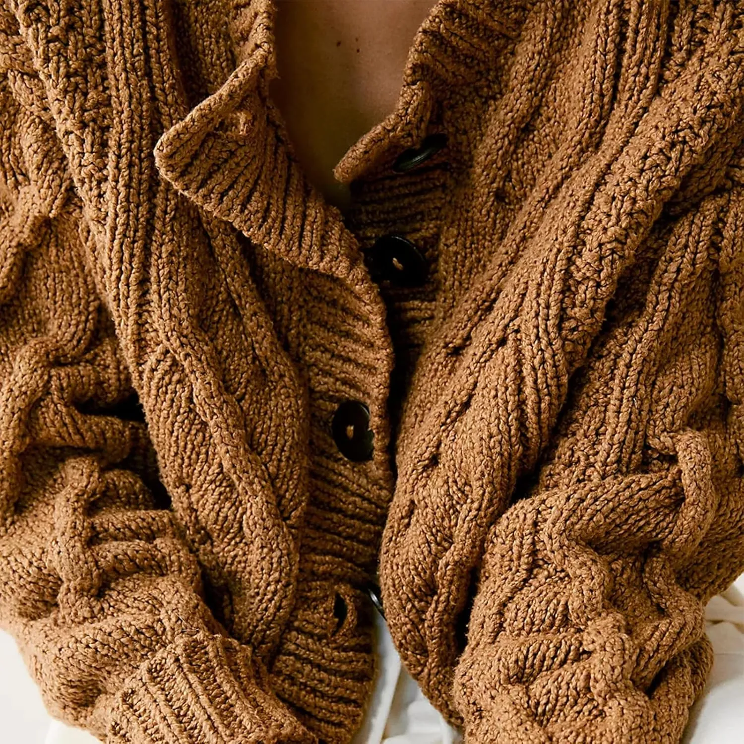 Women's Cable Knit Long Sleeve Sweater Y2K Chunky Button Down Cropped Cardigan Fall Winter Going Out Sweater Coat
