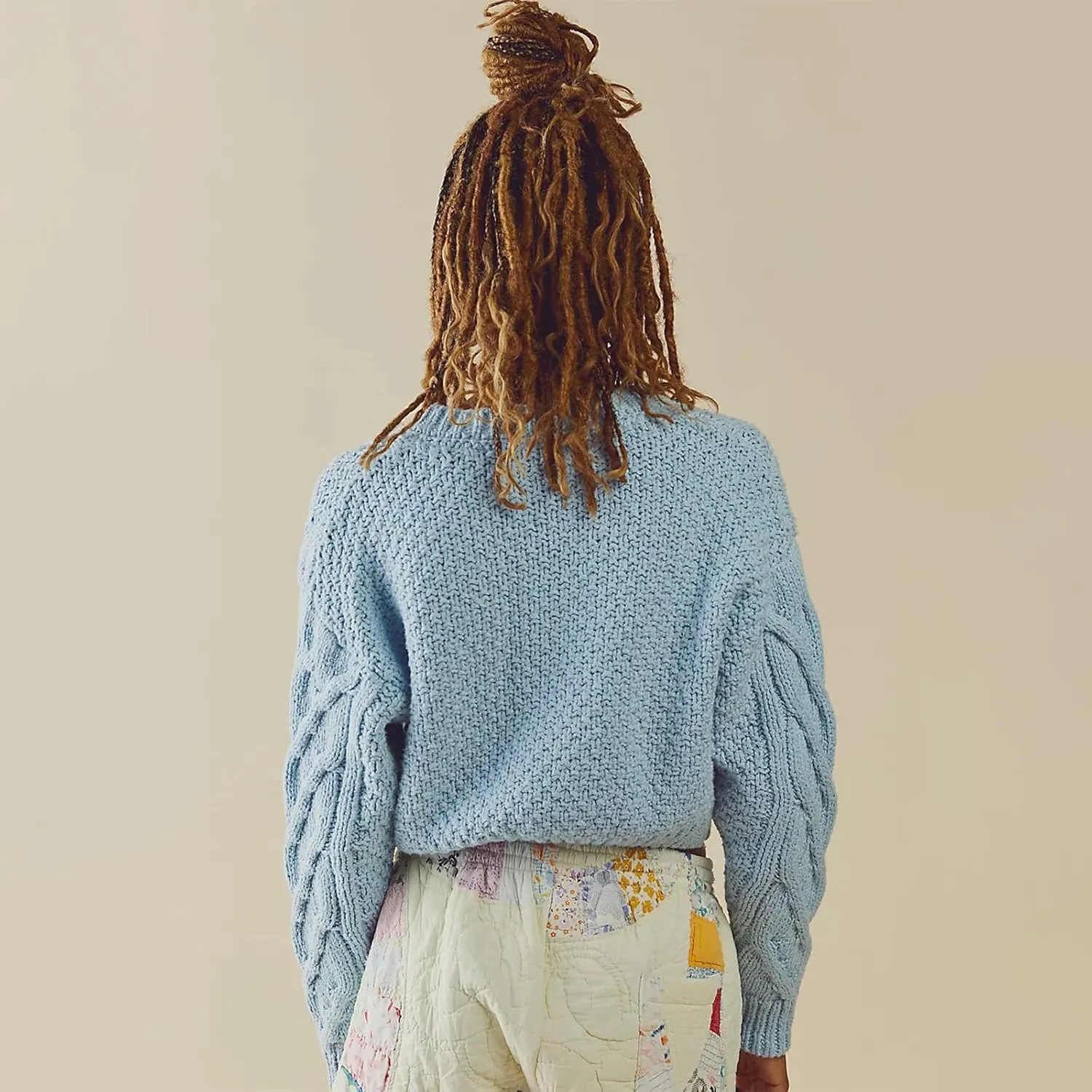 Women's Cable Knit Long Sleeve Sweater Y2K Chunky Button Down Cropped Cardigan Fall Winter Going Out Sweater Coat