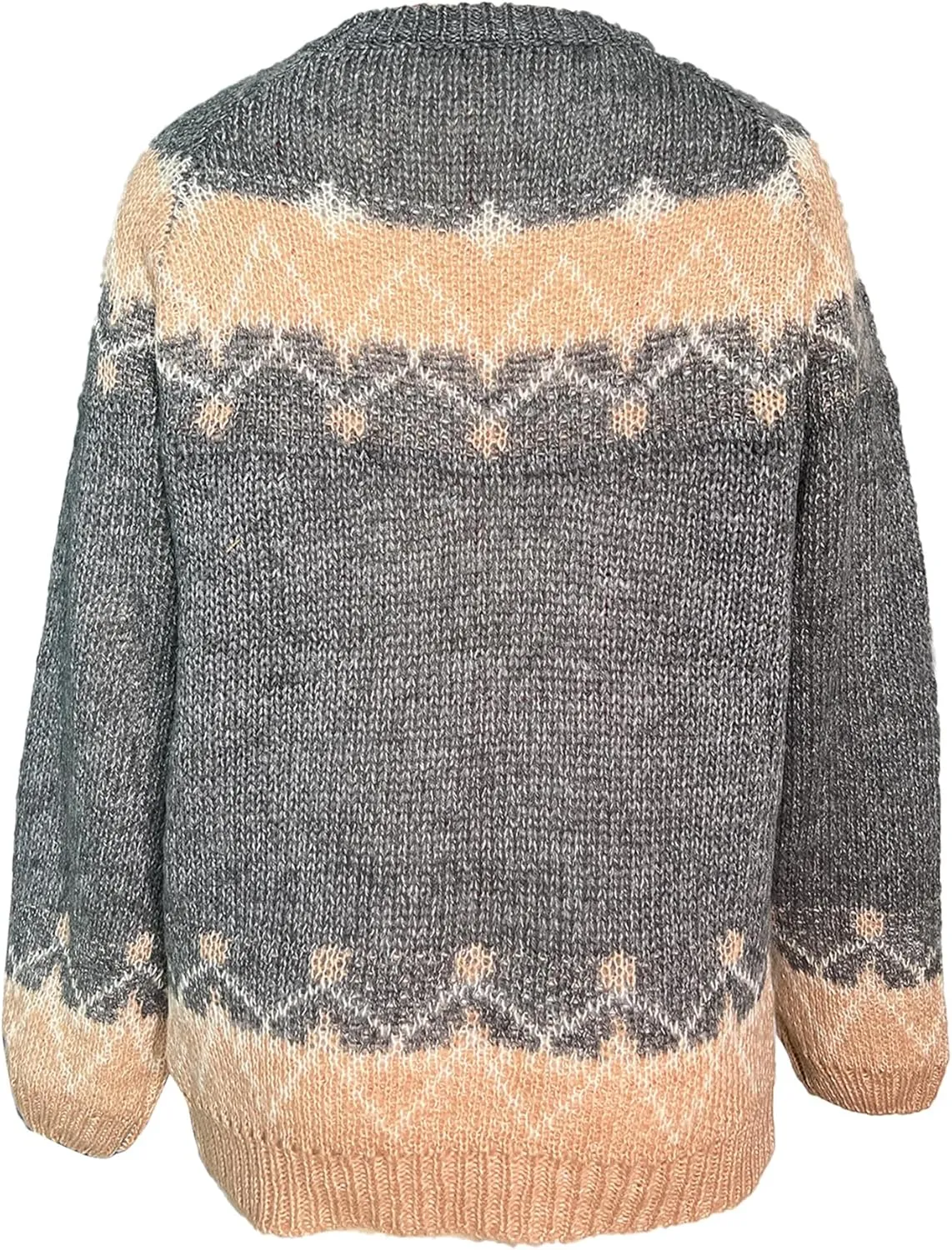 Women's Cable Knit Pullover Sweaters Oversized Chunky Fuzzy Mohair Sweatshirt Crewneck Long Sleeve Jumper Tops