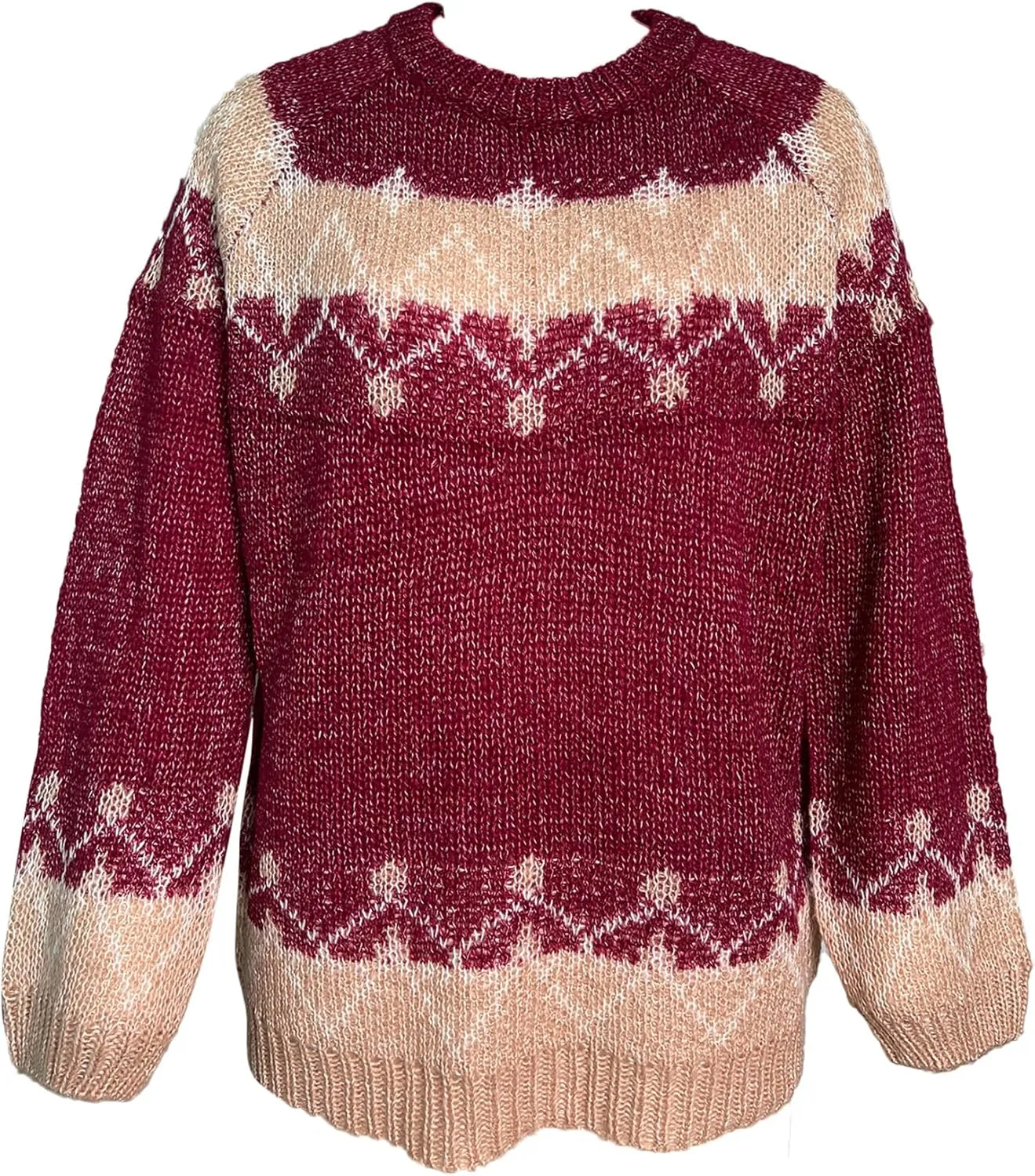 Women's Cable Knit Pullover Sweaters Oversized Chunky Fuzzy Mohair Sweatshirt Crewneck Long Sleeve Jumper Tops