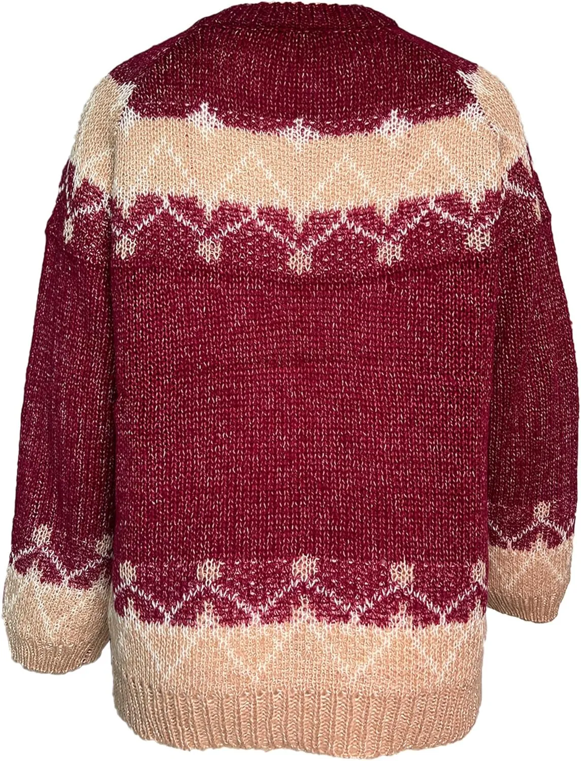 Women's Cable Knit Pullover Sweaters Oversized Chunky Fuzzy Mohair Sweatshirt Crewneck Long Sleeve Jumper Tops