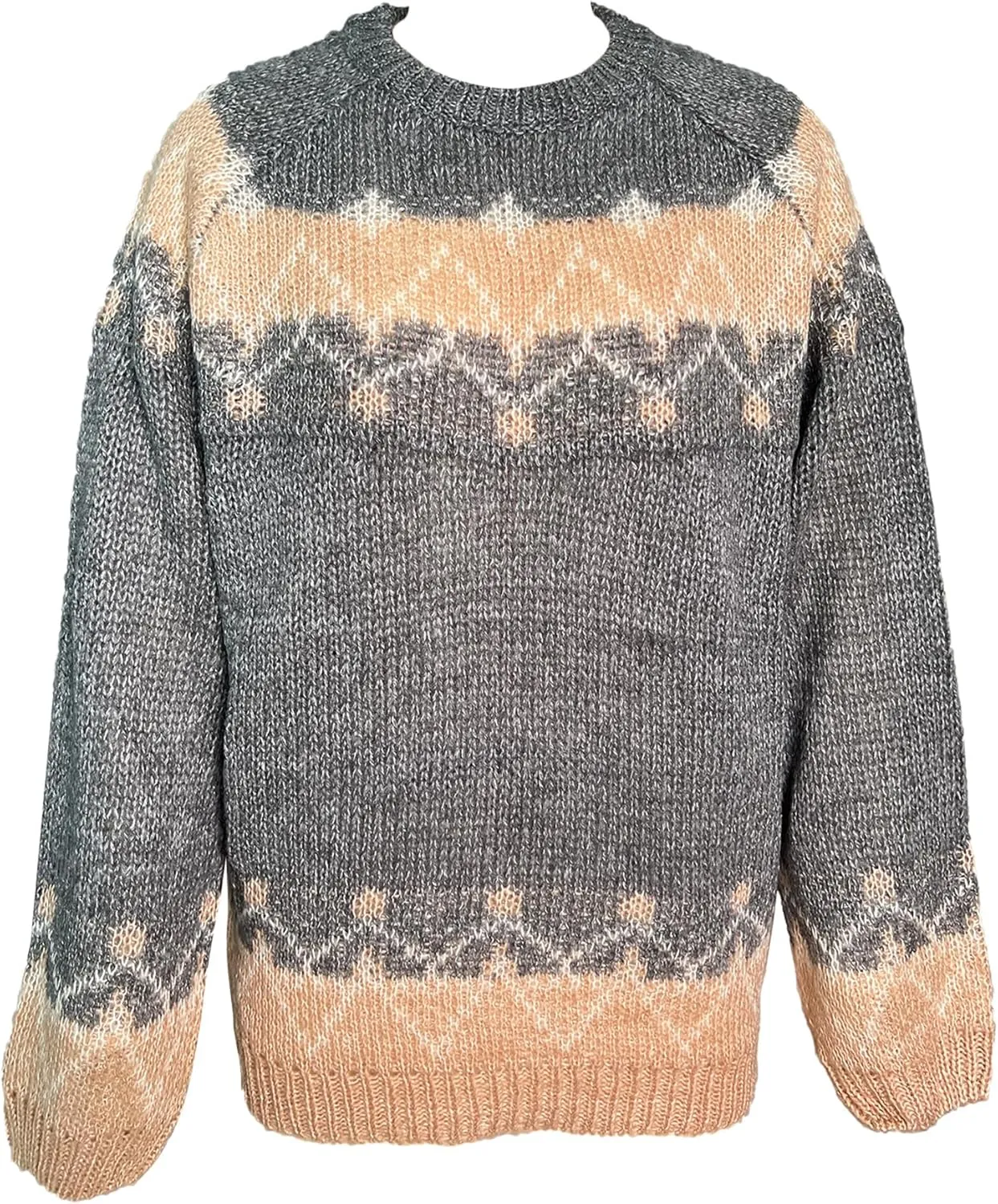 Women's Cable Knit Pullover Sweaters Oversized Chunky Fuzzy Mohair Sweatshirt Crewneck Long Sleeve Jumper Tops