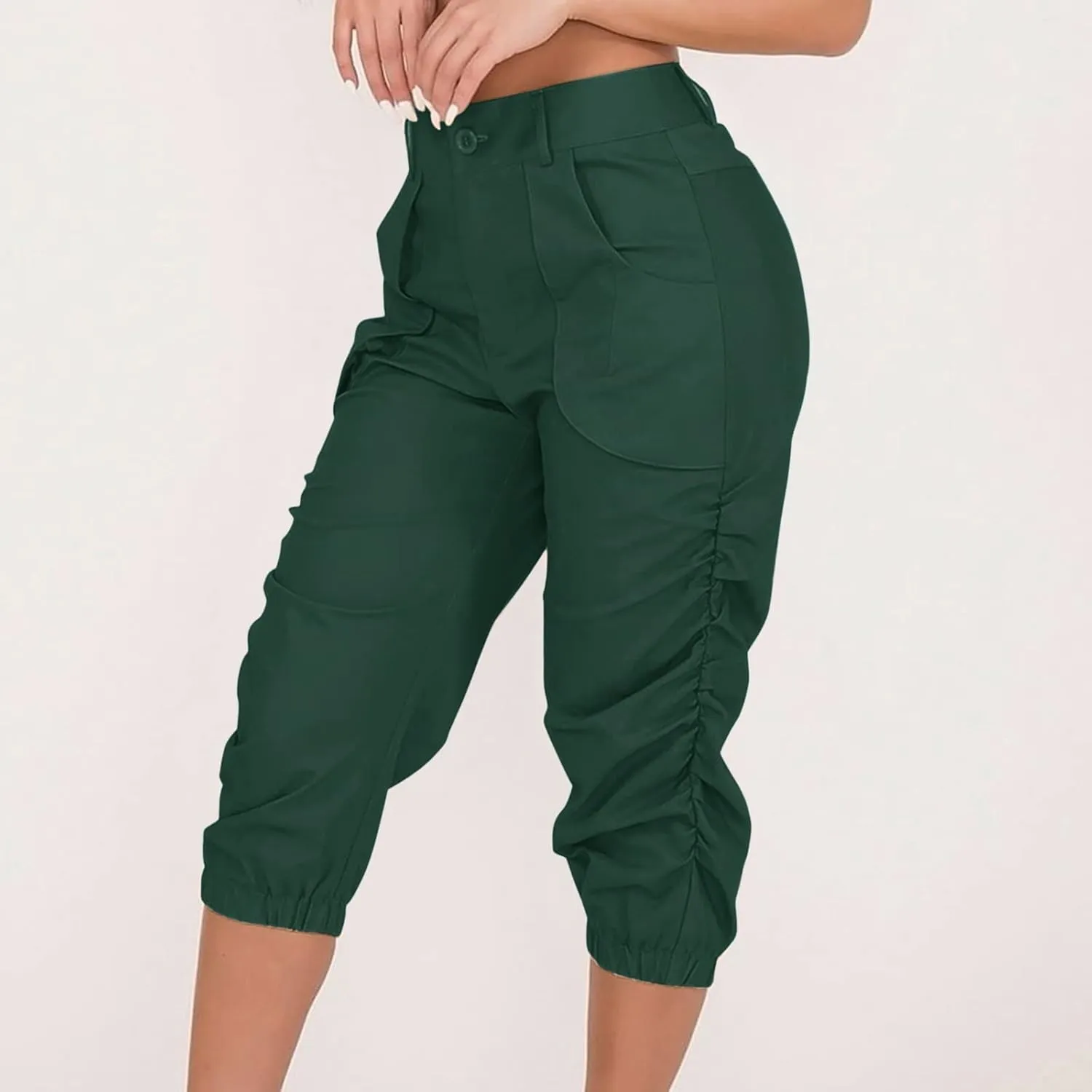 Womens Cargo Capri Pant High Waisted Loose Fit Quick-Dry Outdoor Capris for Travel Summer Casual Cropped Pants