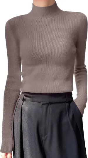 Womens Cashmere Sweater Turtleneck Solid Long Sleeve Cute Warm Soft Y2k Sweaters 2025 Spring Winter Knit Pullover Tops