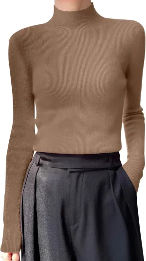 Womens Cashmere Sweater Turtleneck Solid Long Sleeve Cute Warm Soft Y2k Sweaters 2025 Spring Winter Knit Pullover Tops