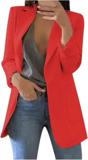 Womens Casual Blazers Fashion Solid Formal Suit Jacket Open Front Long Sleeve Lapel Blazer Jacket 2025 Work Outfits