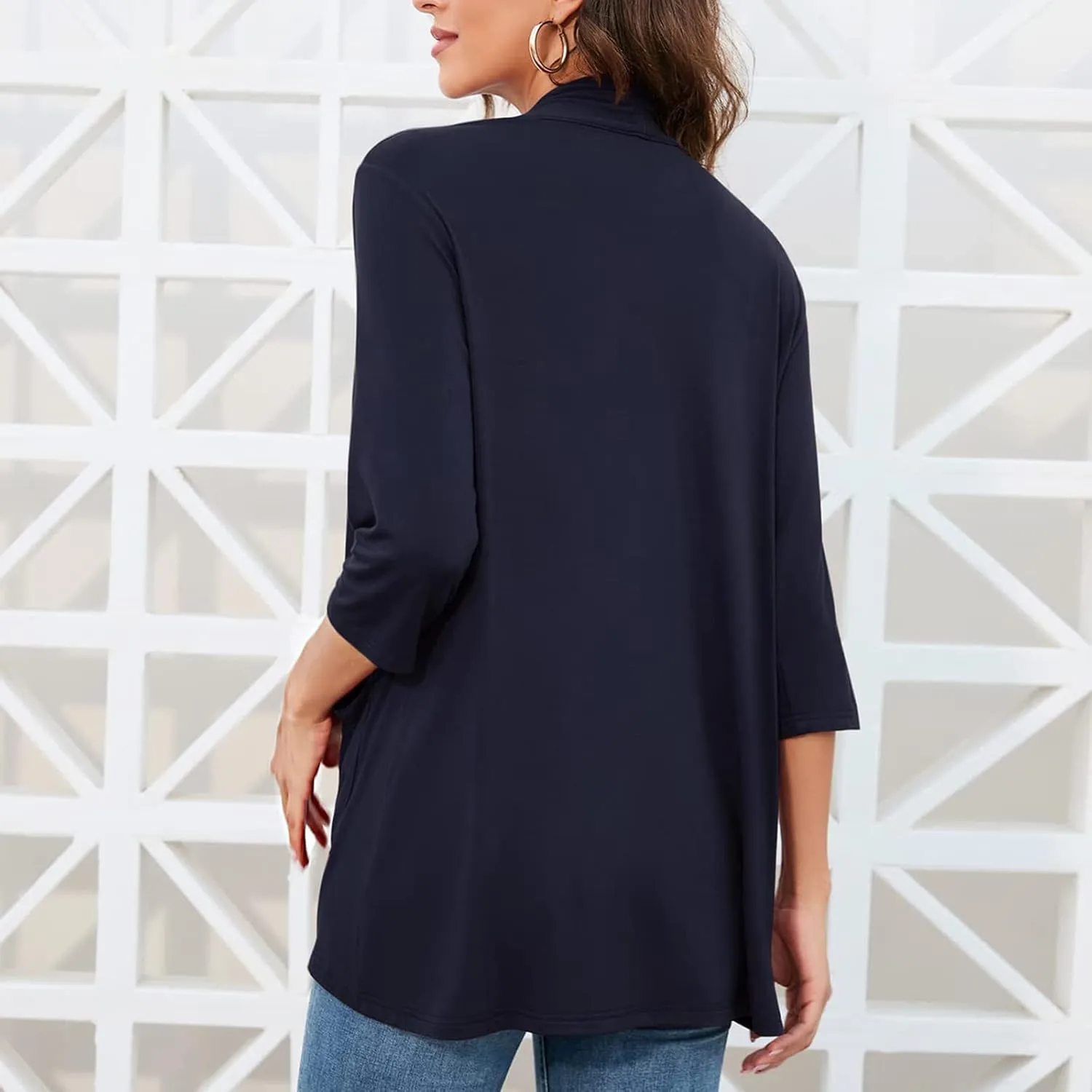 Womens Casual Lightweight Cardigan with Pockets 3 4 Sleeve Front Open Dust Duster Short Sleeve Cardigan Women