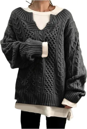 Women's Fall Sweaters 2025 Winter Fashion Warm Long Sleeve New Sweater Knitted Hemp Pattern Casual Sweaters, S-3XL