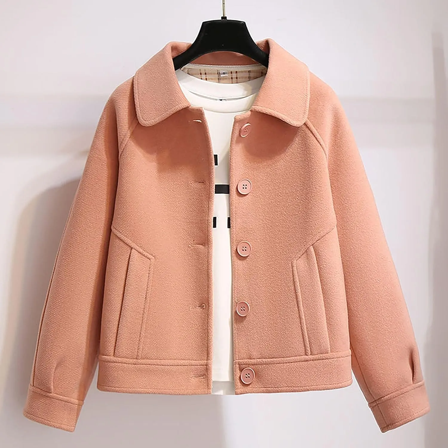 Women's Fashionable Short Wool Blend Jacket Versatile Casual Coat For All Seasons Sleeveless Cardigans Women
