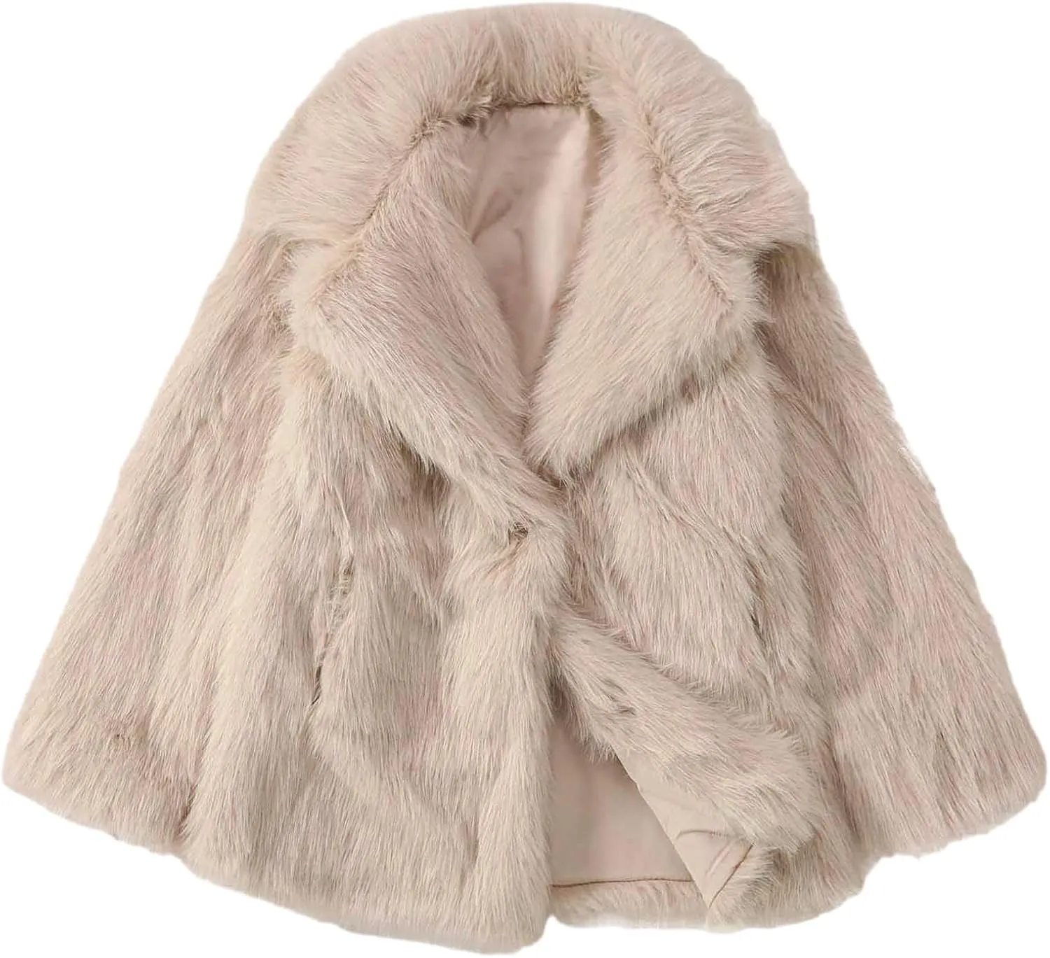 Womens Faux Coat Winter Shaggy Casual Oversized Lapel Jackets Warm Fuzzy Outerwear Long Lined Trench Coat