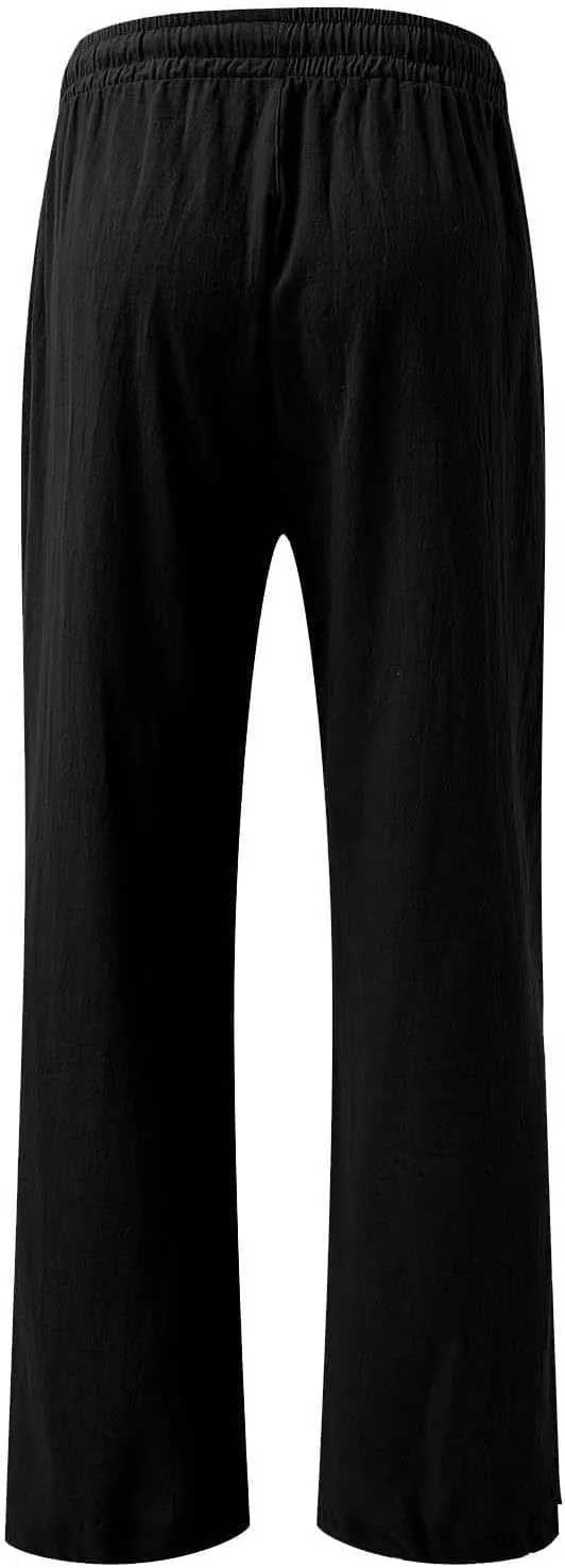 Womens Linen Pant 2025 Summer Casual Wide Leg Palazzo Pant Loose Smocked High Waist Work Slack Flowy Beach Trousers