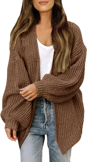Women's Long Sleeve Open Front Casual Lightweight Soft Knit Cardigan Sweater Outerwear Boyfriend Sweaters for