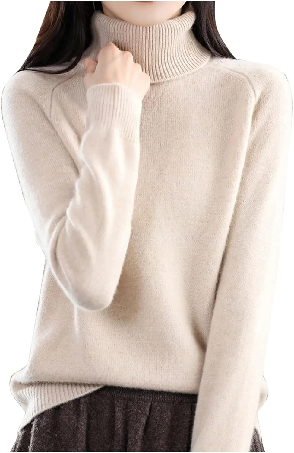 Womens Long Sleeve Turtleneck Pullover Sweaters Size Thick Knitted Sweater Bottom Shirt Oversized Sweater Cute Fall