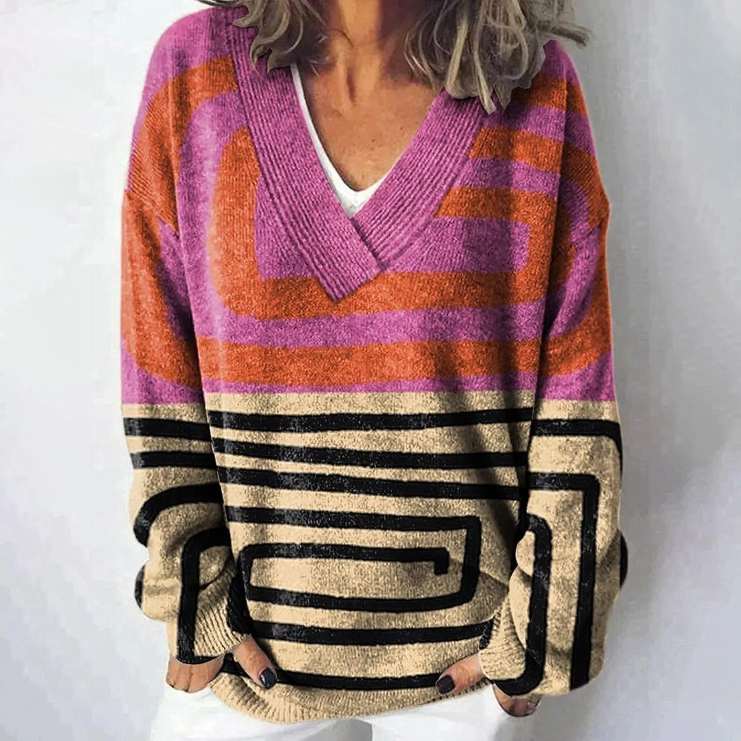 Women's Long Sleeve V Neck Cable Knit Sweater Spring Jumper 2025 Spring Pullover Ladies Dressya Casual Outfits