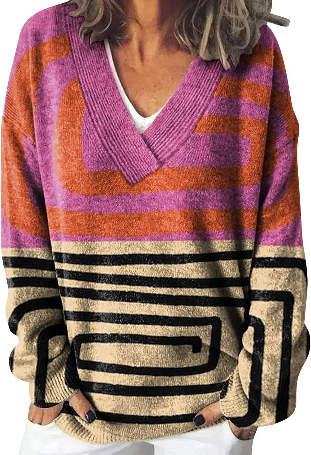 Women's Long Sleeve V Neck Cable Knit Sweater Spring Jumper 2025 Spring Pullover Ladies Dressya Casual Outfits