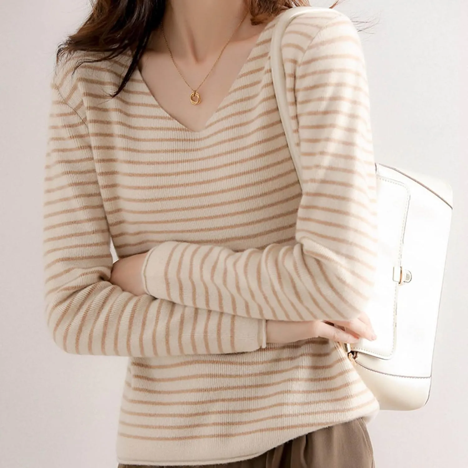 Women's Long Sleeve V Neck Cable Knit Sweater Thermal Jumper 2025 Spring Pullover Ladies Dressya Casual Outfits