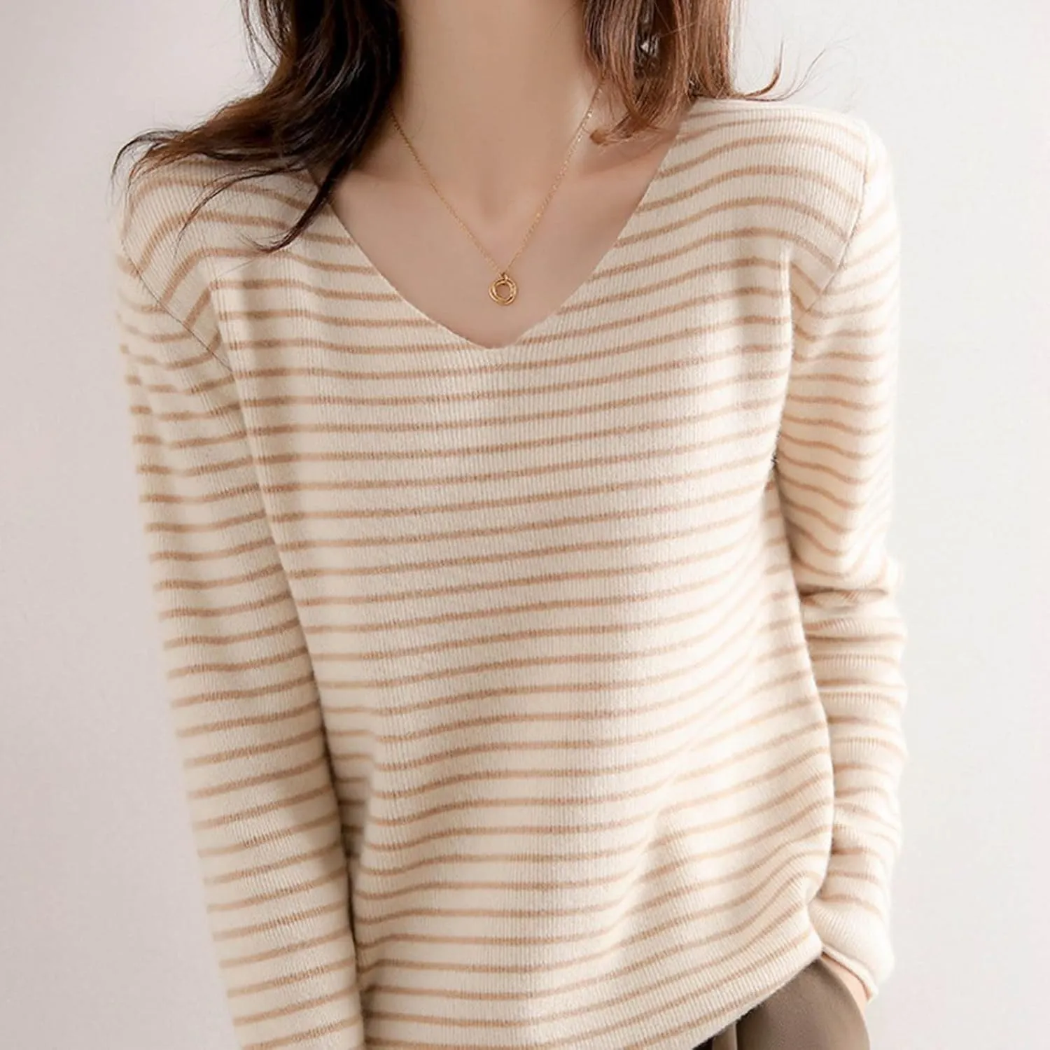 Women's Long Sleeve V Neck Cable Knit Sweater Thermal Jumper 2025 Spring Pullover Ladies Dressya Casual Outfits