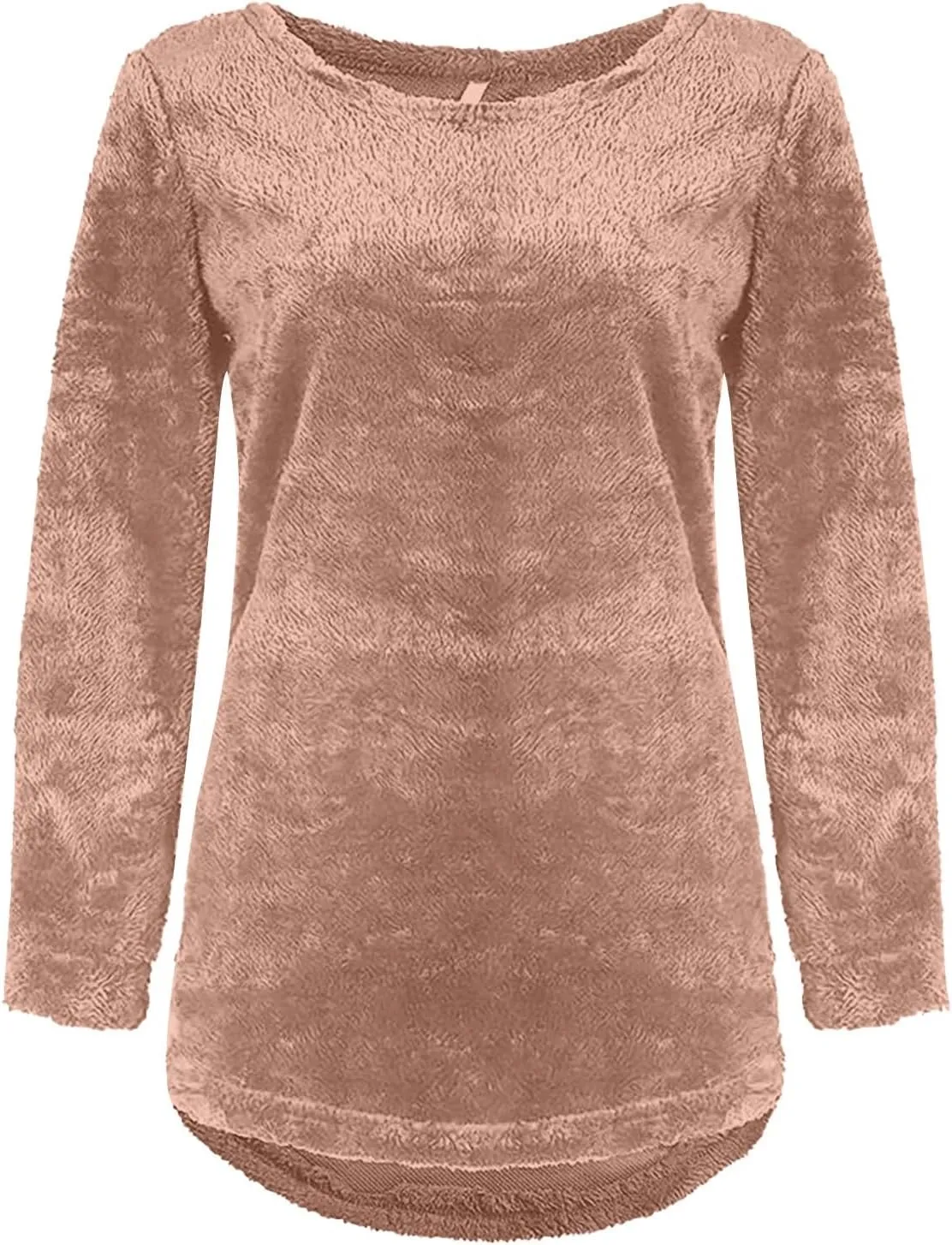Womens Oversized Fuzzy Sweaters Casual Crewneck Long Sleeve Fleece Pullover Tops Trendy Loose Sherpa Fleece Sweaters