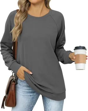 Womens Oversized Sweatshirts Plain Casual Long Sleeve Shirts Basic Fall Outfits Going Out Pullover Tops
