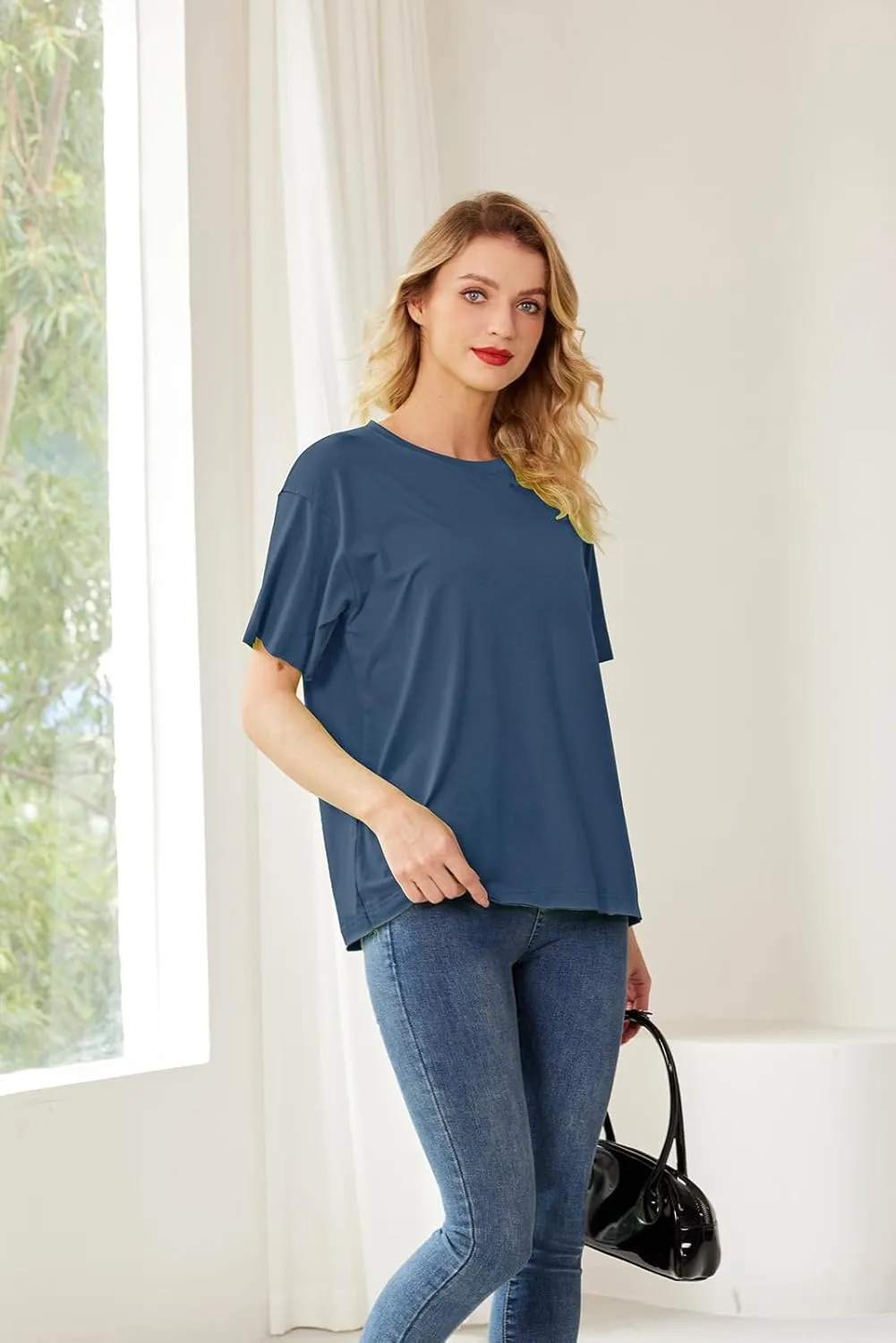 Womens Oversized T Shirts Loose Fit Crewneck Short Sleeve Summer Tops