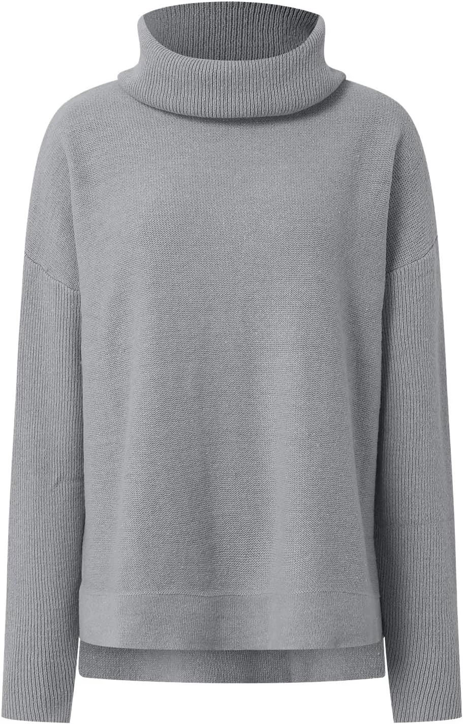 Women's Oversized Turtleneck Batwing Sleeve Spilt Hem Loose Knit Tunic Pullover Sweater Tops 2024