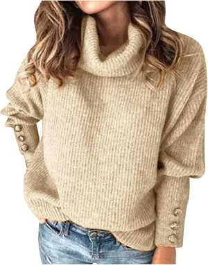 Women's Oversized Turtleneck Chunky Pullover Sweaters Cowl Neck Long Sleeve Winter Slouchy Loose Knit Sweaters