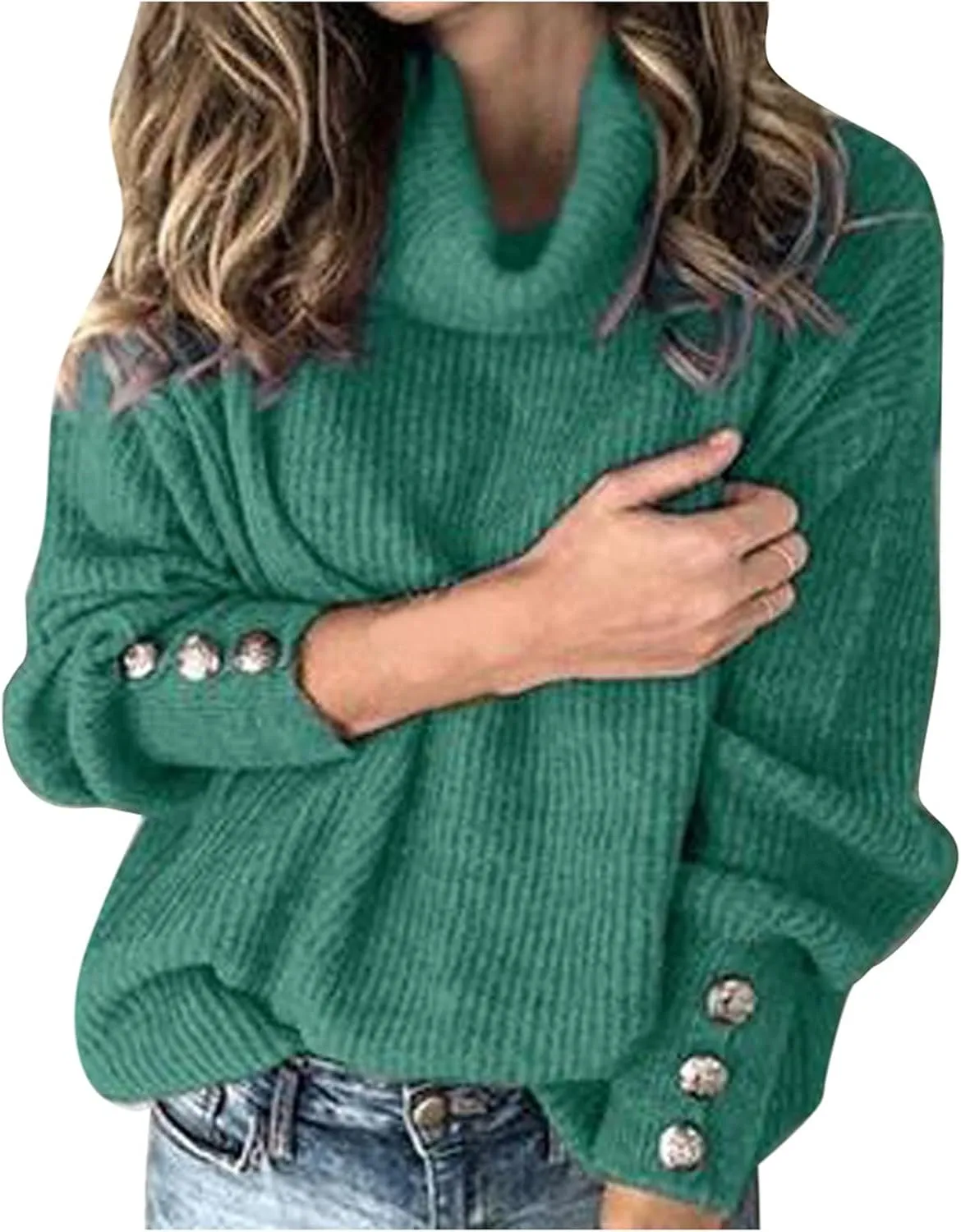 Women's Oversized Turtleneck Chunky Pullover Sweaters Cowl Neck Long Sleeve Winter Slouchy Loose Knit Sweaters