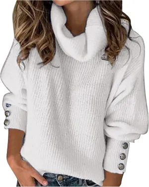 Women's Oversized Turtleneck Chunky Pullover Sweaters Cowl Neck Long Sleeve Winter Slouchy Loose Knit Sweaters