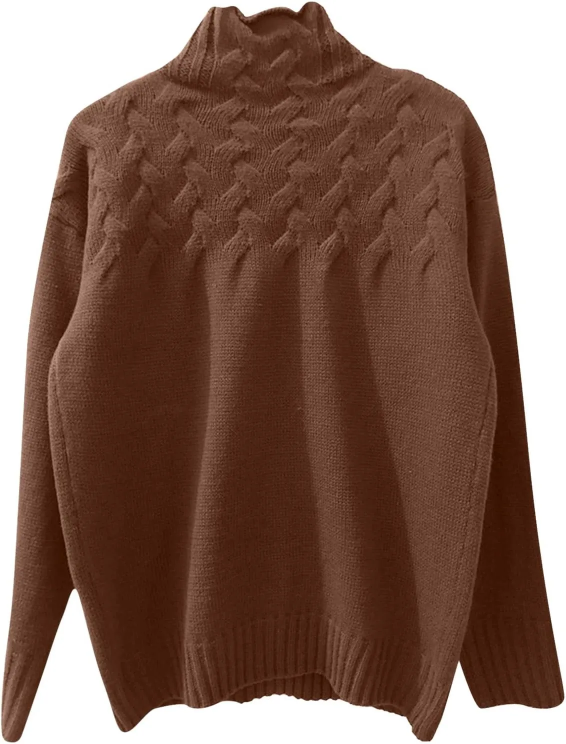Womens Oversized Turtleneck Pullover Sweater Color Block Sweater Tops Fall 2024 Chunky Cable Knit Pullover Sweaters