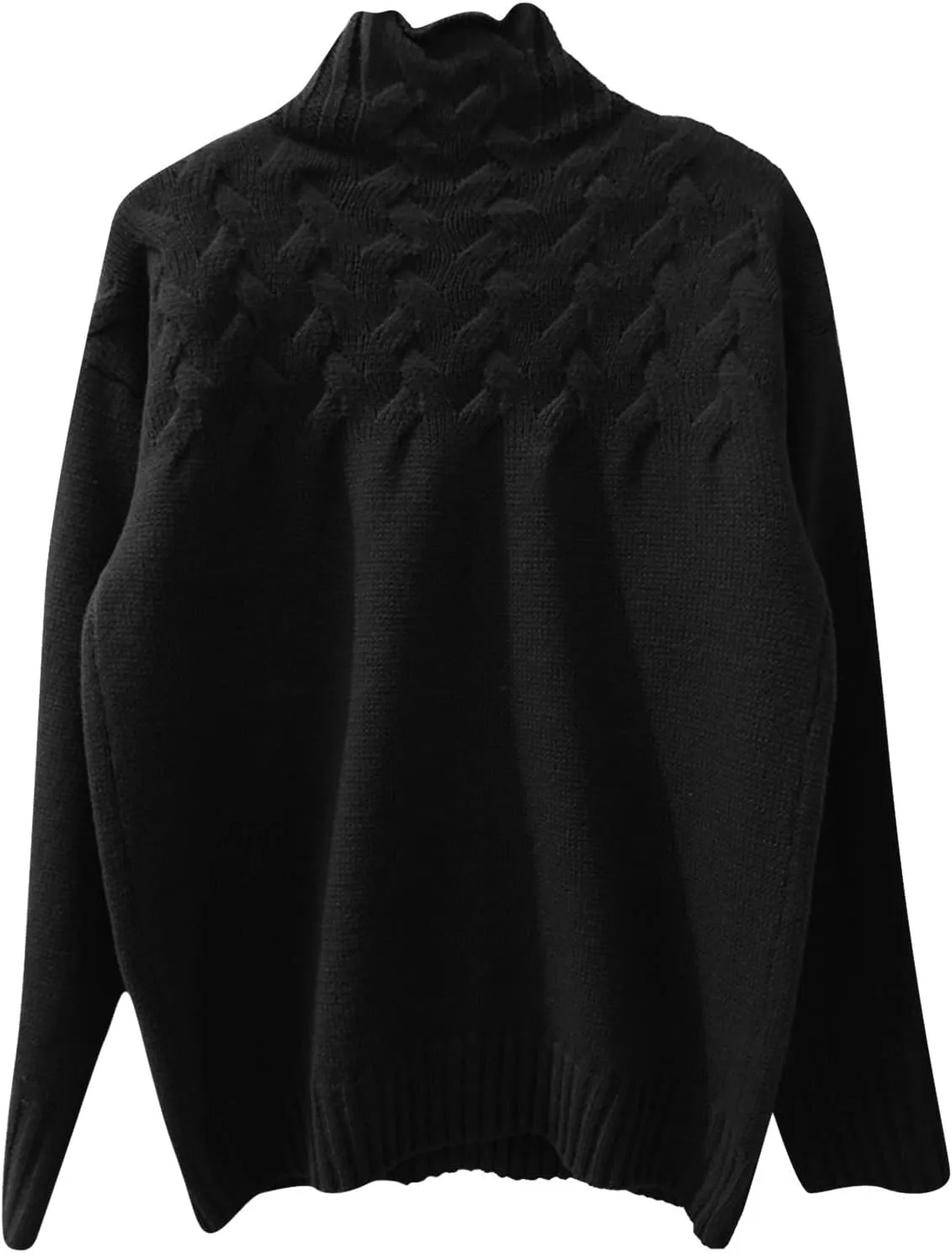 Womens Oversized Turtleneck Pullover Sweater Color Block Sweater Tops Fall 2024 Chunky Cable Knit Pullover Sweaters