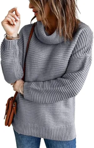 Womens Oversized Turtleneck Sweater Long Sleeve Cable Knit Sweater Pullover Chunky Sweaters Knit Jumper Tops