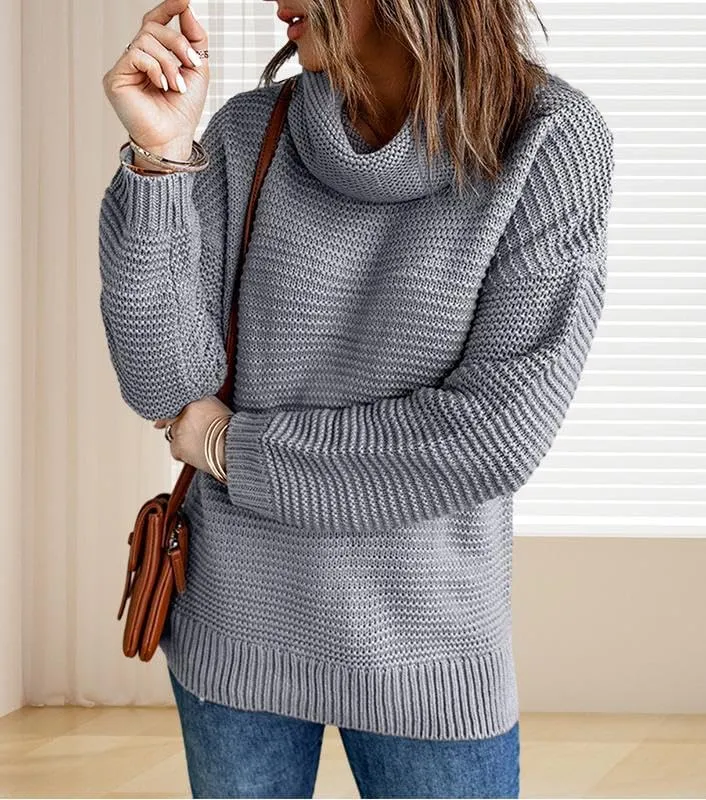 Womens Oversized Turtleneck Sweater Long Sleeve Cable Knit Sweater Pullover Chunky Sweaters Knit Jumper Tops