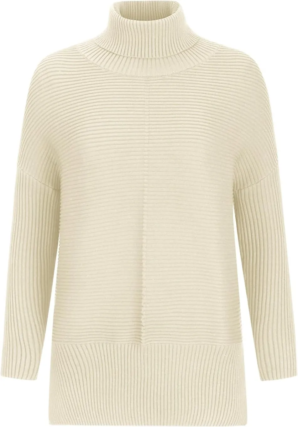 Women's Oversized Turtleneck Sweaters Fall Batwing Sleeve Ribbed Side Split Tunic Sweater Casual Pullover Knit Tops