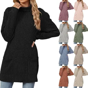 Womens Oversized Turtleneck Sweaters Mock Neck Slim Fit Ribbed Knit Pullover Jumpers Tunic Sweaters for Leggings