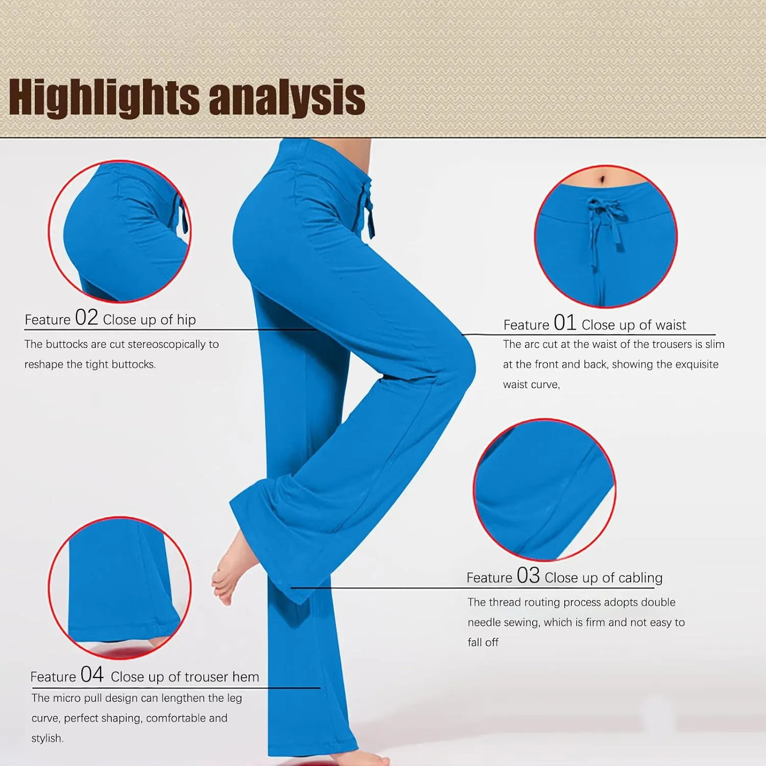 Women's Palazzo Lounge Pants Drawstring Elastic High Waist Straight Leg Pants with Pockets Plain Yoga Pants