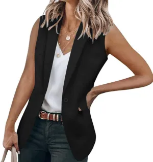 Womens Sleeveless Blazer Vest Casual V Neck Open Front Vest Lightweight Work Office Jackets Summer 2025 Fashion