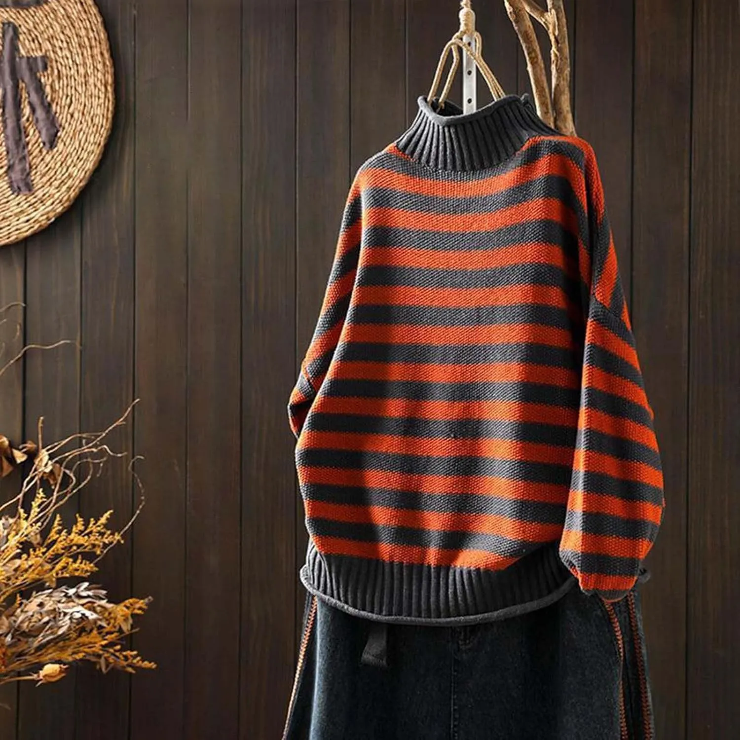 Women's Soft Turtleneck Sweater Loose Large Size Thick Knitted Sweater Bottom Shirt Sweater Dresses for Women 2024