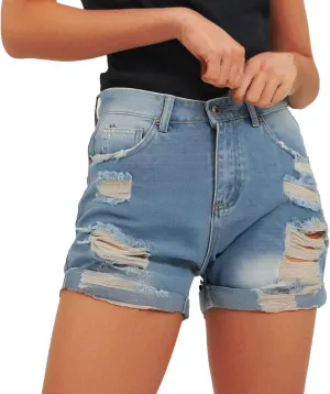 Womens Split Hem High Waist Denim Skorts Skirt Shorts Button Ripped Jeans Skort Fringed Distressed Denim Mini Pant