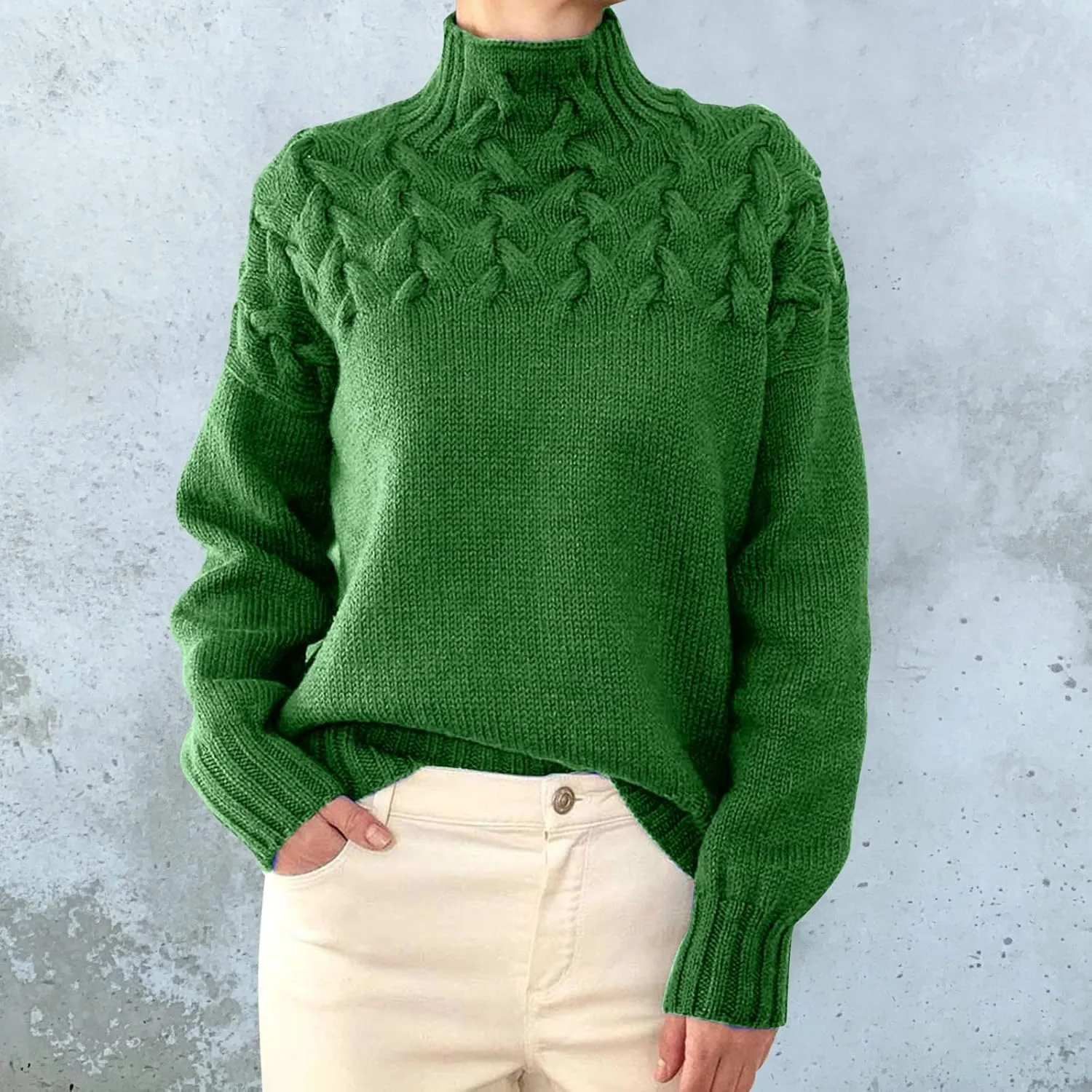 Womens Sweaters Turtleneck Color Block Long Sleeve Knitwear 2024 Fall Classic Oversized Pullover Sweaters Jumper Tops