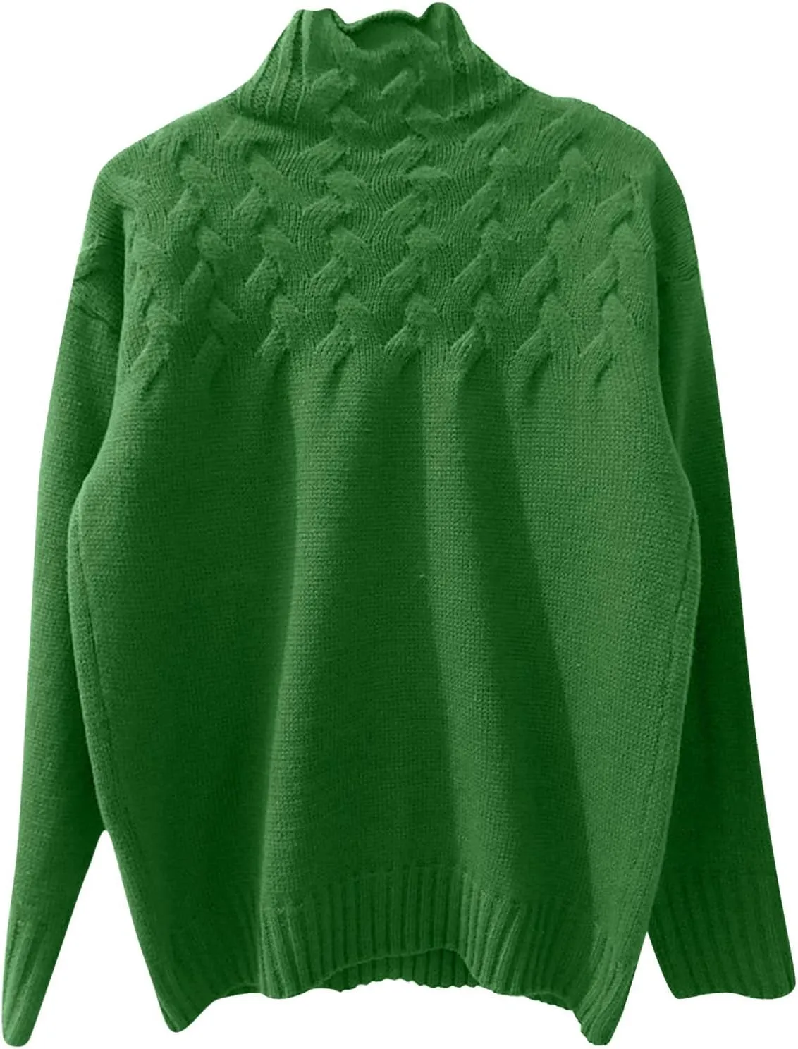 Womens Sweaters Turtleneck Color Block Long Sleeve Knitwear 2024 Fall Classic Oversized Pullover Sweaters Jumper Tops